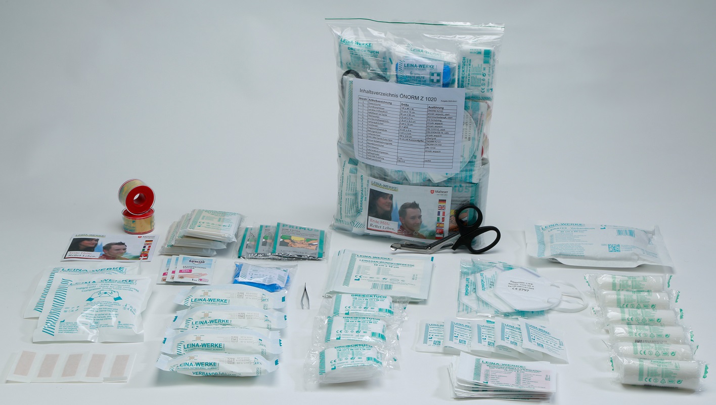 Erste-Hilfe-Koffer-Füllung ÖNORM Z1020:2025 in Folientasche  39007